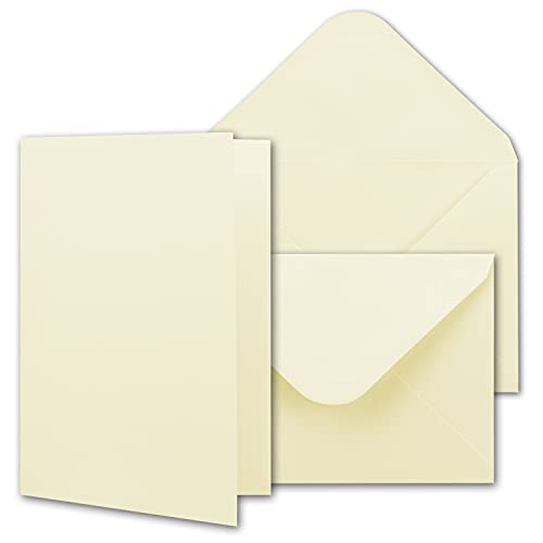 75x Faltkartenset mit Briefumschläge DIN A6 / C6 in Vanille Creme - Blanko Einladungskarten 10,5 x 14,8 cm - Bastelkarten Set von NEUSER PAPIER