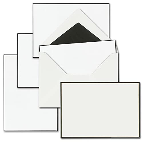 75x Trauerkarten Sets - DIN A6 Einzelkarten mit gefütterten Umschlägen C6 - beides mit handgemachter schwarzer Rand - Karten ohne Falz von NEUSER PAPIER