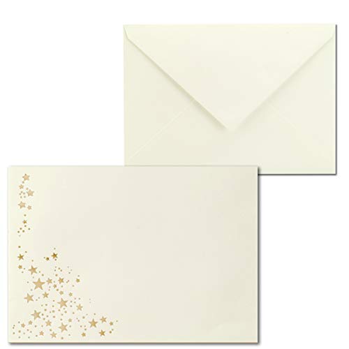 75x Weihnachts-Briefumschläge - DIN C6 - mit Gold-Metallic geprägtem Sternenregen -Farbe: Creme - Nassklebung, 90 g/m² - 114 x 162 mm - Marke: GUSTAV NEUSER 75x Weihnachts-Briefumschläge - DIN C6 - mit Gold-Metallic geprägtem Sternenregen -Farbe: Creme - Nassklebung, 90 g/m² - 114 x 162 mm - Marke: GUSTAV NEUSER von NEUSER PAPIER