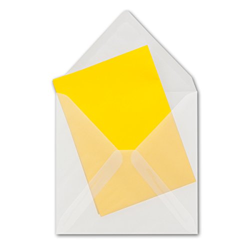 Briefumschläge Quadratisch - 146 x 146 mm Transparent-Weiß - 25 Stück Durchsichtige Umschläge - 100 g/m² - milchig - Nassklebung - GUSTAV NEUSER von NEUSER PAPIER