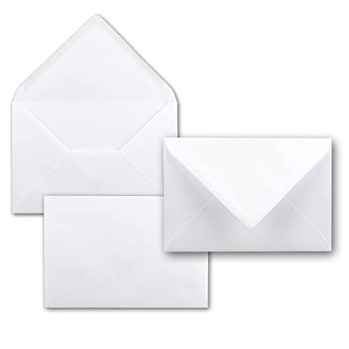 Briefumschläge in Weiss - 150 Stück - Kuverts in DIN B6 Format 125 x 185 mm - 120 Gramm pro m² - Größer als DIN B6 für besonders dicke Faltkarten - Nassklebung - ideal für Weihnachten und Einladungen von NEUSER PAPIER