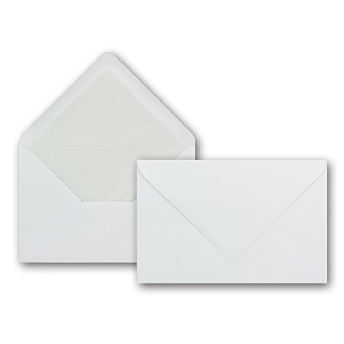 Briefumschläge in Weiß - 200 Stück - Format: 120 x 180 mm - DIN B6 - Nassklebung - mit grauem Seidenfutter - 100 g/m² - ohne Fenster - Premiumqualität GUSTAV NEUSER von NEUSER PAPIER