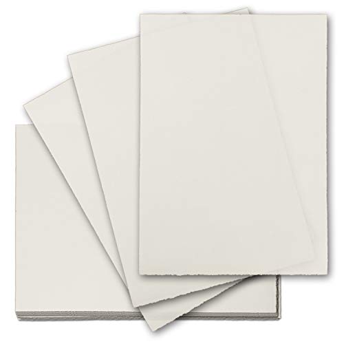 Büttenpapier DIN A4-75 Blatt Brief-Papier - ohne Wasserzeichen - Vintage-Papier handgemacht, 210 x 297 mm, Naturweiß von NEUSER PAPIER