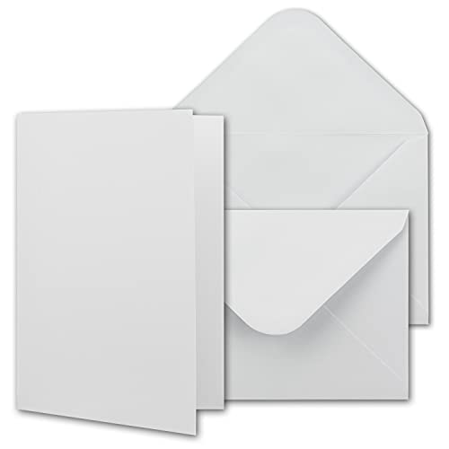 Doppelkarten DIN A6 inkl. Briefumschläge DIN C6 mit Geschenkschachtel - 50er-Set - Blanko Einladungskarten/Faltkarten in Weiß zum Selbstgestalten von NEUSER PAPIER