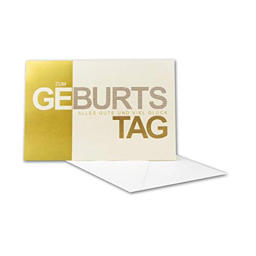 Geburtstagskarten Set 150 Stück mit Umschlag Weiß DIN B6 - Motiv Zum Geburtstag Gold - Goldene Folienprägung - Glückwunschkarte Geburtstag Klappkarte von NEUSER PAPIER