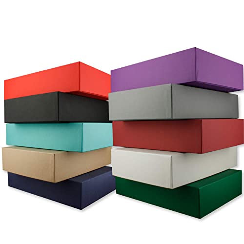 Hochwertige Aufbewahrungs- und Geschenkboxen - 10 Stück - DIN A4 - bunt mit dunklen Farben - 302 x 213 x 70 mm Aufbewahrung von Dokumenten von NEUSER PAPIER