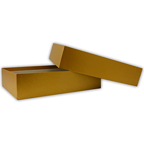 Hochwertige Aufbewahrungs- und Geschenkboxen - 4 Stück - DIN A4 - Gold glänzend - 302 x 213 x 70 mm von NEUSER PAPIER