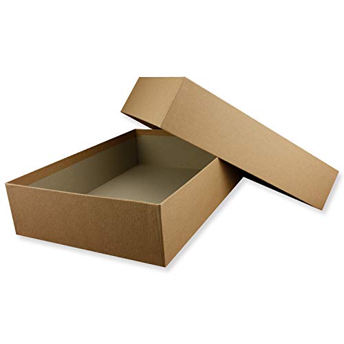 Hochwertige Aufbewahrungs- und Geschenkboxen - 40 Stück - DIN A4 - Sandbraun Kraftpapier bezogen - 302 x 213 x 70 mm von NEUSER PAPIER
