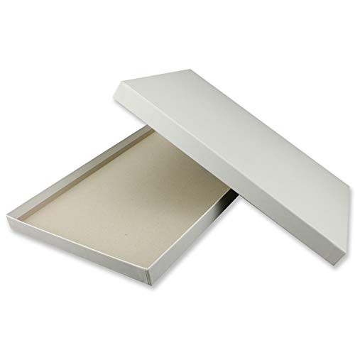 Hochwertige Aufbewahrungs- und Geschenkboxen - 50 Stück- DIN A4 - weiss bezogen - 302 x 213 x 21 mm von NEUSER PAPIER