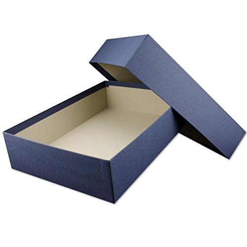 Hochwertige Aufbewahrungs- und Geschenkboxen - 96 Stück - DIN A4 - Dunkelblau (Blau) bezogen - 302 x 213 x 70 mm von NEUSER PAPIER