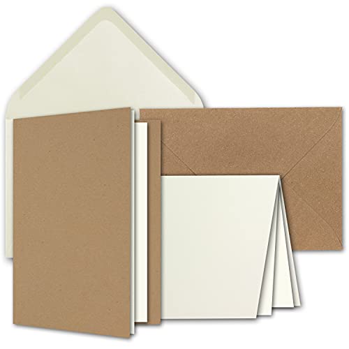 Kartenpaket DIN A6 + C6 in Naturweiß und Kraftpapier Braun - 50 Doppelkarten und 50 Briefumschläge - Mit 50 Einlege-Faltblättern - Kartenset mit Umschlägen inklusive Geschenkschachtel Kartenpaket DIN A6 + C6 in Naturweiß und Kraftpapier Braun - 50 Doppelkarten und 50 Briefumschläge - Mit 50 Einlege-Faltblättern - Kartenset mit Umschlägen inklusive Geschenkschachtel von NEUSER PAPIER