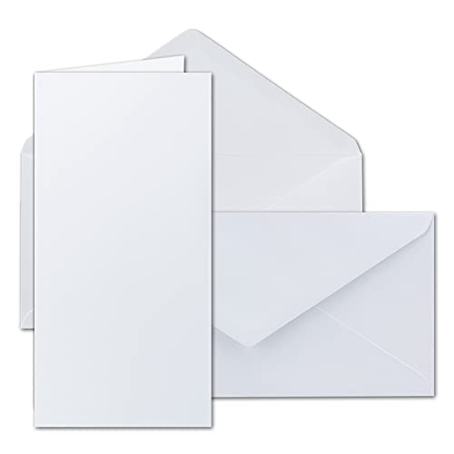 Kartenset inklusive Briefumschläge - 100er-Set - Blanko Einladungskarten in hochweiß - DIN Lang - 11 x 22 cm - Faltkarte/Klappkarte mit Umschlag - GUSTAV NEUSER von NEUSER PAPIER