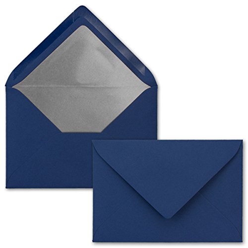 Kuverts Nachtblau - 1000 Stück - Brief-Umschläge DIN C6-114 x 162 mm - 11,4 x 16,2 cm - Nassklebung - matte Oberfläche & Silber-Metallic Fütterung - ohne Fenster - für Einladungen von NEUSER PAPIER