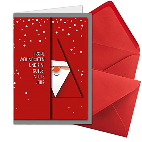 NEUSER PAPIER 100 XL Weihnachtskarten-Set DIN A5 mit rotem Weihnachtsmann Motiv - Faltkarten mit Umschlägen DIN C5 Rot mit Nassklebung - Weihnachtsgrüße für Firmen und Privat NEUSER PAPIER 100 XL Weihnachtskarten-Set DIN A5 mit rotem Weihnachtsmann Motiv - Faltkarten mit Umschlägen DIN C5 Rot mit Nassklebung - Weihnachtsgrüße für Firmen und Privat von NEUSER PAPIER