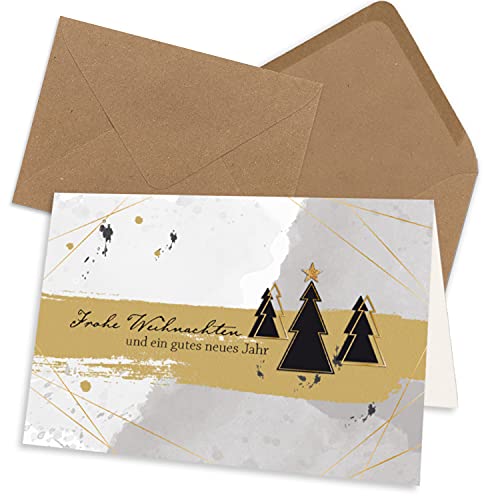 NEUSER PAPIER 20x Weihnachtskarten-Set DIN A6 in Grau mit Weihnachtsbäumen und Text - Faltkarten mit Umschlägen DIN C6 Kraftpapier Sandbraun mit Nassklebung - Weihnachtsgrüße für Firmen und Privat NEUSER PAPIER 20x Weihnachtskarten-Set DIN A6 in Grau mit Weihnachtsbäumen und Text - Faltkarten mit Umschlägen DIN C6 Kraftpapier Sandbraun mit Nassklebung - Weihnachtsgrüße für Firmen und Privat von NEUSER PAPIER