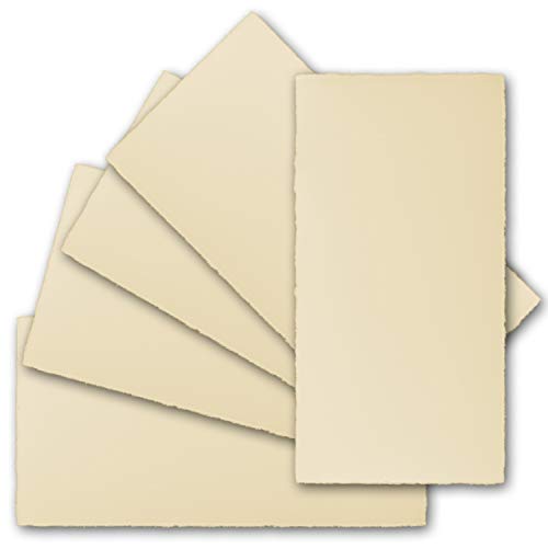 NEUSER PAPIER 25 Stück DIN Lang Vintage Karten, Büttenpapier, 100 x 210 mm, Elfenbein halbmatt - ohne Falz - Vellum Oberfläche von NEUSER PAPIER