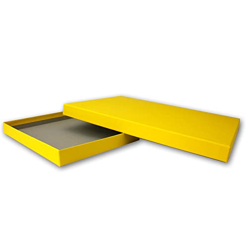 3x DIN A4 - Hochwertige Geschenk- und Aufbewahrungsbox - 30,2 x 21,3 x 2,1 cm - Honiggelb - stabiler 650 g/m² Karton von NEUSER PAPIER