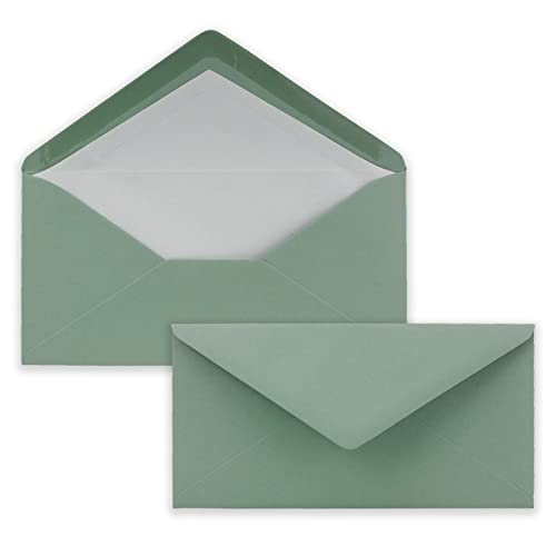 NEUSER PAPIER 400 x DIN Lang Briefumschläge - Eukalyptus mit weißem Seidenfutter - 11x22 cm - 110 g/m² - ideal für Einladungen, Weihnachtskarten, Glückwunschkarten aus der Serie Farbenfroh von NEUSER PAPIER