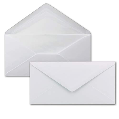 NEUSER PAPIER 500 x DIN Lang Briefumschläge - Weiß mit weißem Seidenfutter - 11x22 cm - 100 g/m² - ideal für Einladungen, Weihnachtskarten, Glückwunschkarten aus der Serie Farbenfroh von NEUSER PAPIER