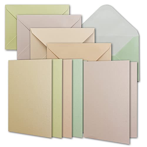 NEUSER PAPIER 75 Perlmutt Kartenset inklusive Briefumschläge - Blanko Kartenset - DIN A6 Einladungskarten aus 5 verschiedenen Pastellfarben - 10.5 x 14.8 cm NEUSER PAPIER 75 Perlmutt Kartenset inklusive Briefumschläge - Blanko Kartenset - DIN A6 Einladungskarten aus 5 verschiedenen Pastellfarben - 10.5 x 14.8 cm von NEUSER PAPIER