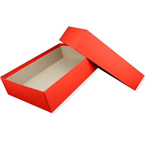 NEUSER PAPIER Hochwertige Aufbewahrungs- und Geschenkboxen - 10 Stück - DIN A4 - Rot bezogen - 302 x 213 x 70 mm von NEUSER PAPIER