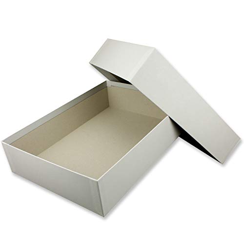 NEUSER PAPIER Hochwertige Aufbewahrungs- und Geschenkboxen - 4 Stück - DIN A4 - Hellgrau (Grau) bezogen - 302 x 213 x 70 mm von NEUSER PAPIER