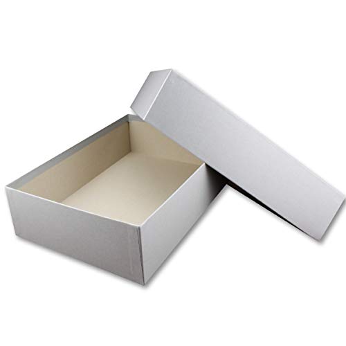 NEUSER PAPIER Hochwertige Aufbewahrungs- und Geschenkboxen - 4 Stück - DIN A4 - Silber irisierend schimmernd - 302 x 213 x 70 mm von NEUSER PAPIER