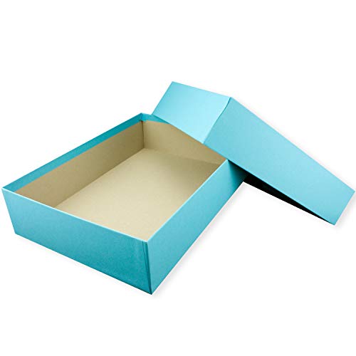 NEUSER PAPIER Hochwertige Aufbewahrungs- und Geschenkboxen - 5 Stück - DIN A4 - Türkis (Blau) bezogen - 302 x 213 x 70 mm von NEUSER PAPIER