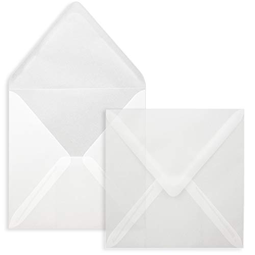 Quadratische Brief-Umschläge ohne Fenster in Transparent Weiß - 1000 Stück - 15 x 15 cm - Nassklebung - Für Hochzeits-Karten, Einladungskarten und mehr - Serie FarbenFroh von NEUSER PAPIER