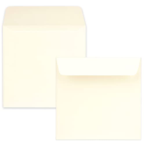 Quadratische Briefumschläge 155 x 155 mm - Creme, Nassklebung, gerader Klappe, 100 Stück Creme - NK-BK von NEUSER PAPIER