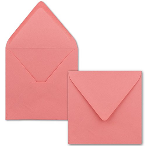 Quadratische Umschläge 200 Stück Rosa sehr Stabil 90 g/m² - 140x140 mm (14,0x14,0 cm) Nassklebung mit spitze Klappe FarbenFroh NEUSER von NEUSER PAPIER