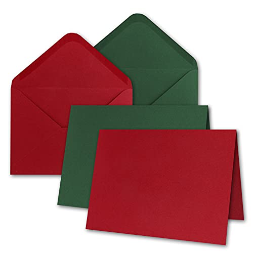 geprägtes Struktur Karten Set inklusive Briefumschläge - 60er-Set - B6 Einladungskarten und Umschläge in Rot und Grün - GUSTAV NEUSER C-Line von NEUSER PAPIER