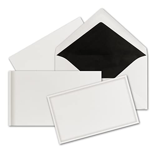 200 Sets - Trauerkarten mit grauem Schattenrand und dazu passende Briefumschläge mit schwarzem Seidenfutter, B6-115 x 190 mm von NEUSER Trauerpapier