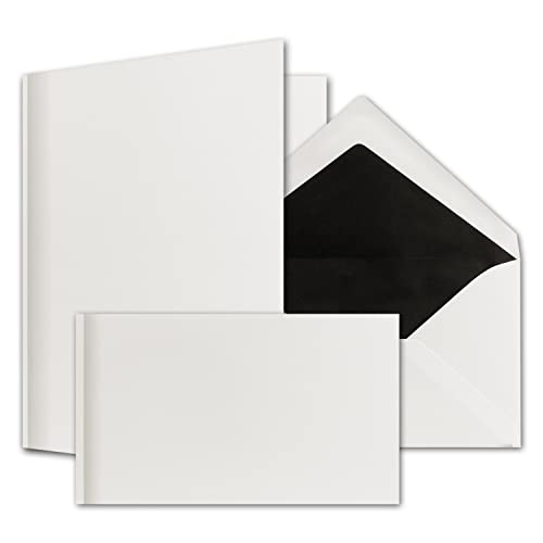 50 Sets - Trauer Briefpapier mit grauem Schattenrand und dazu passende Briefumschläge mit schwarzem Seidenfutter, B6 190 x 232 mm von NEUSER Trauerpapier