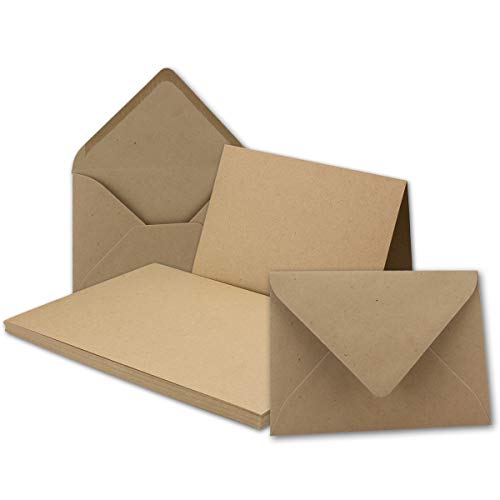 200x Vintage Kraftpapier Falt-Karten SET mit Umschlägen DIN B6-120 x 169 mm - braun - Recycling - Klapp-Karten blanko - NEUSER PAPIER 200x Vintage Kraftpapier Falt-Karten SET mit Umschlägen DIN B6-120 x 169 mm - braun - Recycling - Klapp-Karten blanko - NEUSER PAPIER von NEUSER UmWelt