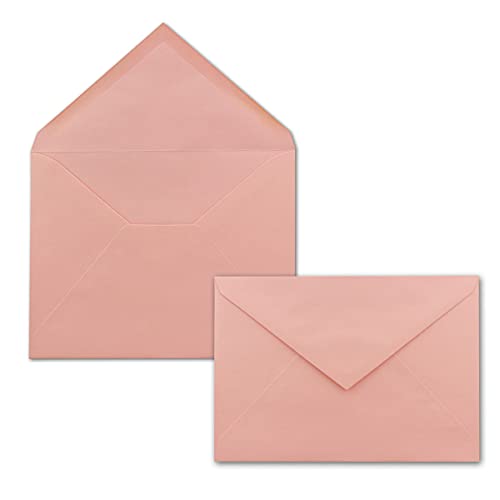 Briefumschläge rosa - DIN C5-50 Stück - 110 g/m² - 153 x 218 mm Nassklebung spitze Klappe - Ideal für Grußkarten, Einladungen, Taufe, Geburtstag und besondere Anlässe - Marke: GUSTAV NEUSER von NEUSER