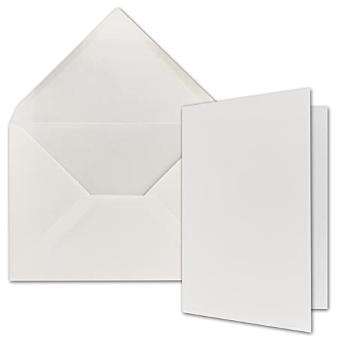 NEUSER A5 Doppelkarten Set inklusive Briefumschläge - 10er-Set - Blanko Einladungskarten in Hochweiß mit gerippten Briefumschlägen (Strukturprägung) von NEUSER
