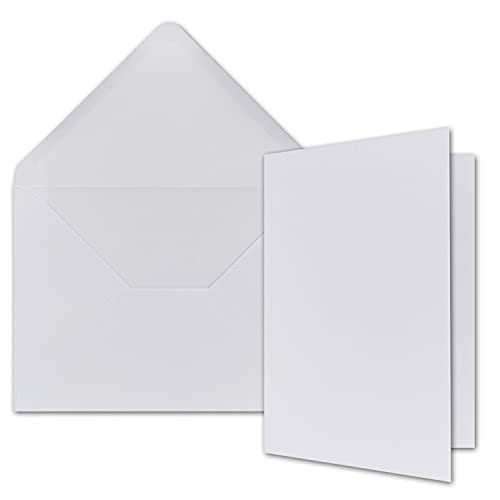 NEUSER A5 Doppelkarten Set inklusive Briefumschläge - 10er-Set - Blanko weiße Einladungskarten in Hochweiß - Faltkarten mit Umschlägen von NEUSER
