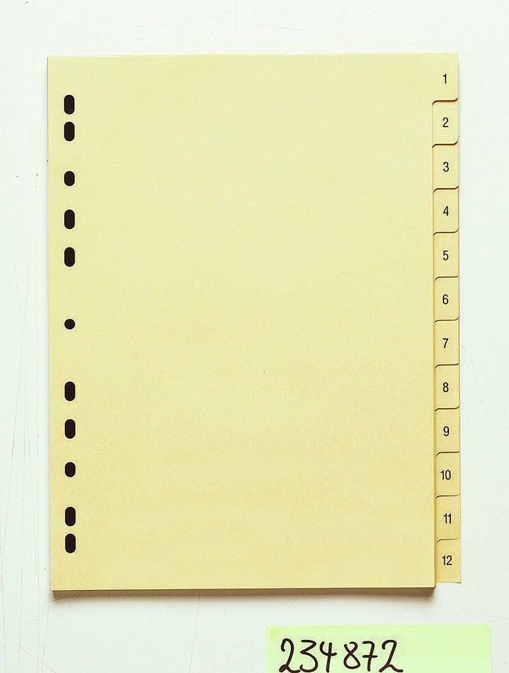 Ordnerregister Vollformat 1-12 DIN A4 von NEUTRAL