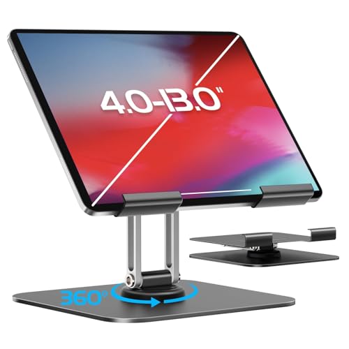 NEUTYPECHIC für iPad Ständer Verstellbare, 360° Faltbarer Tablet Halterung, Aluminium Tablet Ständer für iPad 12, 9, 3 Air, Mini, Tablet Halterung Tisch für 4-13.0 Zoll Tablets und Telefone (Schwarz) von NEUTYPECHIC