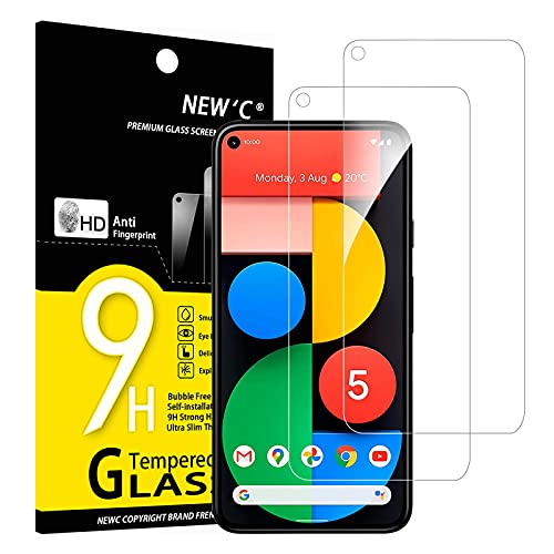 NEW'C 2 Stück, Panzer Schutz Glas für Google Pixel 5 5G, Frei von Kratzern, 9H Härte, HD Displayschutzfolie, 0.33mm Ultra-klar, Ultrabeständig von NEW'C