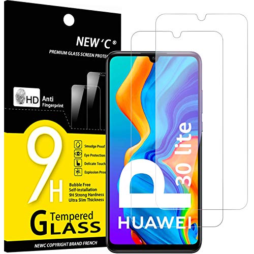 NEW'C 2 Stück, Panzer Schutz Glas für Huawei P30 Lite, Nova 4e, Frei von Kratzern, 9H Härte, HD Displayschutzfolie, 0.33mm Ultra-klar, Ultrabeständig von NEW'C