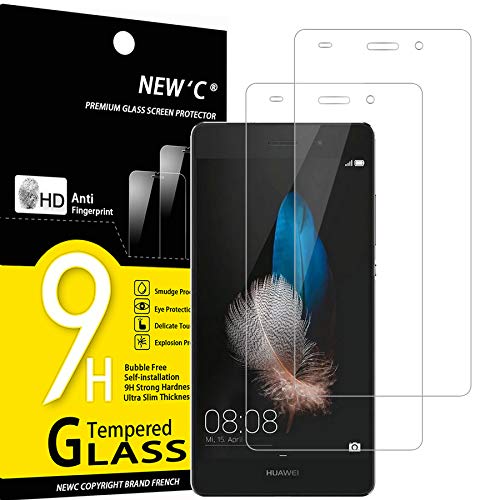 NEW'C 2 Stück, Panzer Schutz Glas für Huawei P8 Lite, Frei von Kratzern, 9H Härte, HD Displayschutzfolie, 0.33mm Ultra-klar, Ultrabeständig von NEW'C