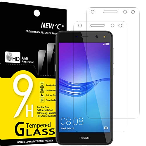 NEW'C 2 Stück, Panzer Schutz Glas für Huawei Y6 2017, Frei von Kratzern, 9H Härte, HD Displayschutzfolie, 0.33mm Ultra-klar, Ultrabeständig von NEW'C