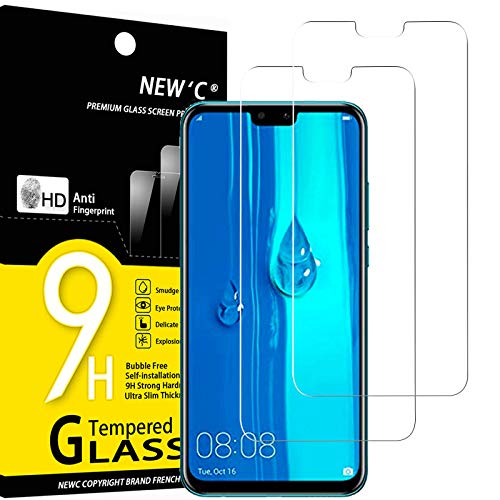 NEW'C 2 Stück, Panzer Schutz Glas für Huawei Y9 2019 (Enjoy 9 Plus), Frei von Kratzern, 9H Härte, HD Displayschutzfolie, 0.33mm Ultra-klar, Ultrabeständig von NEW'C