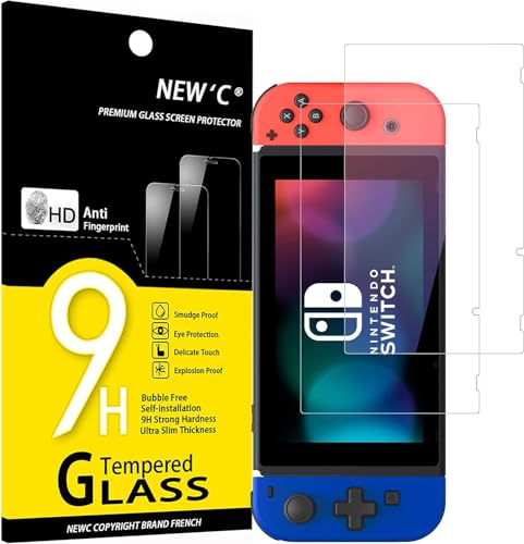 NEW'C 2 Stück, Panzer Schutz Glas für Nintendo Switch, Frei von Kratzern, 9H Härte, HD Displayschutzfolie, 0.33mm Ultra-klar, Ultrabeständig von NEW'C