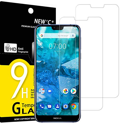 NEW'C 2 Stück, Panzer Schutz Glas für Nokia 7.1, Frei von Kratzern, 9H Härte, HD Displayschutzfolie, 0.33mm Ultra-klar, Ultrabeständig von NEW'C