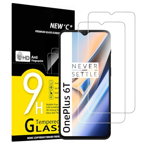 NEW'C 2 Stück, Panzer Schutz Glas für One Plus 6T, One Plus 7, Frei von Kratzern, 9H Härte, HD Displayschutzfolie, 0.33mm Ultra-klar, Ultrabeständig von NEW'C