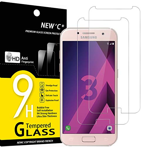 NEW'C 2 Stück, Panzer Schutz Glas für Samsung Galaxy A3 2017, Frei von Kratzern, 9H Härte, HD Displayschutzfolie, 0.33mm Ultra-klar, Ultrabeständig von NEW'C