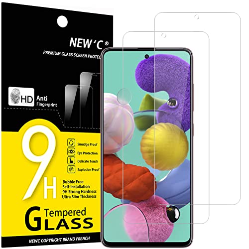 NEW'C 2 Stück, Panzer Schutz Glas für Samsung Galaxy A51, Frei von Kratzern, 9H Härte, HD Displayschutzfolie, 0.33mm Ultra-klar, Ultrabeständig von NEW'C